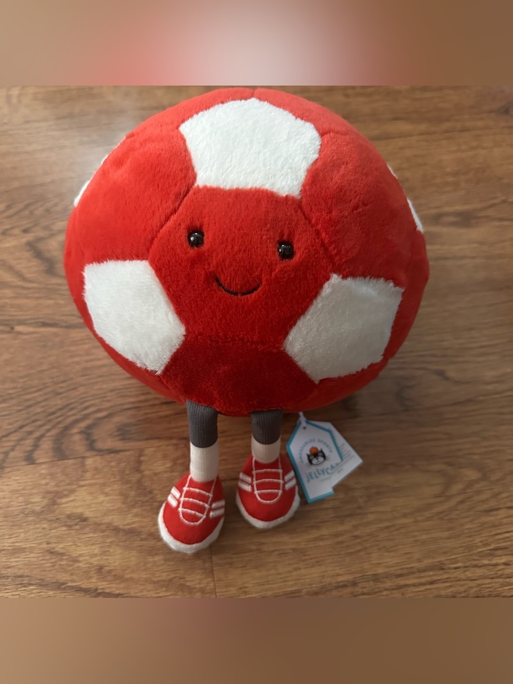 Jellycat Red White Soccer Plush Sneakers CANADA NWT soft plushie World Cup